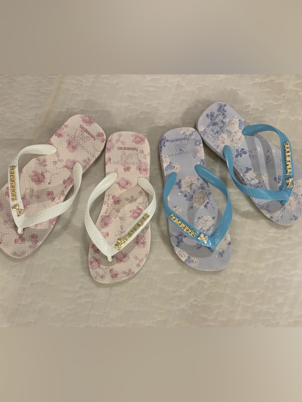 Havaianas x LoveShackFancy Floral Flip Flops, (two pairs)